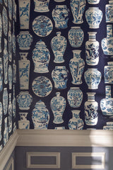 Qinghua Petit room setting — Pierre Frey wallpaper
