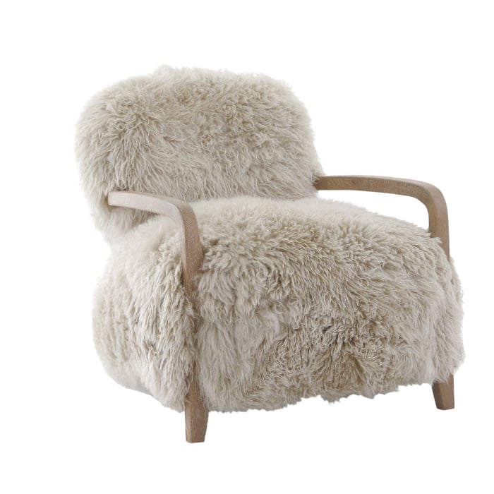 Baaarb Real Sheepskin Accent Chair – Genuine Sheepskin Designer Seating - Keiichi
