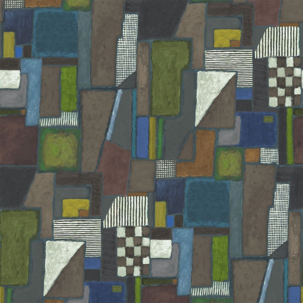 Raku Patchwork Chocolate — Designers Guild tapet