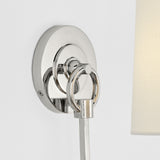 Reed Single Vägglampa — Thomas O'Brien for Visual Comfort & Co. — Polished Nickel with Linen Shade detaljbild