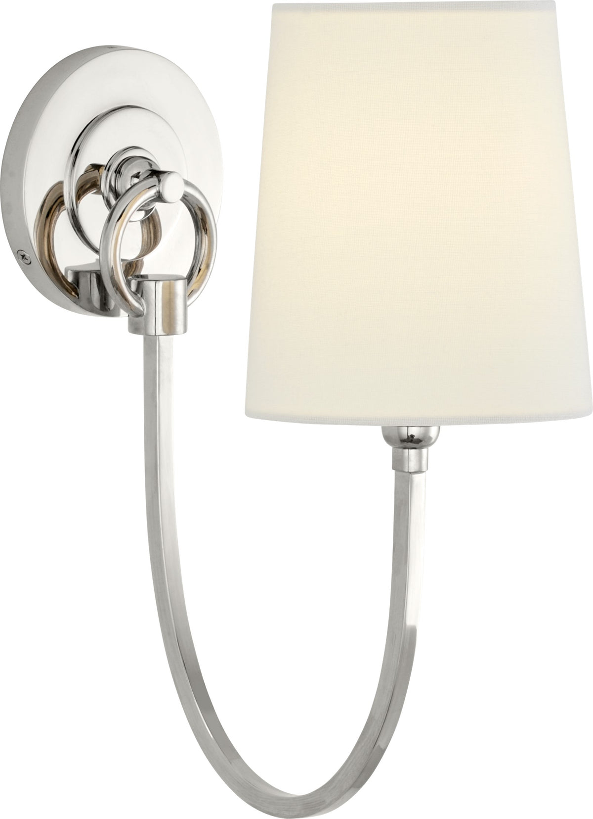 Reed Single -seinävalaisin — Thomas O'Brien for Visual Comfort & Co. — Polished Nickel with Linen Shade
