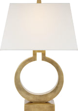 Ring Form Large Bordslampa — Chapman & Myers for Visual Comfort & Co. — Antique-Burnished Brass with Linen Shade
