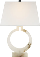 Ring Form Large Bordslampa — Chapman & Myers for Visual Comfort & Co. — Alabaster with Linen Shade