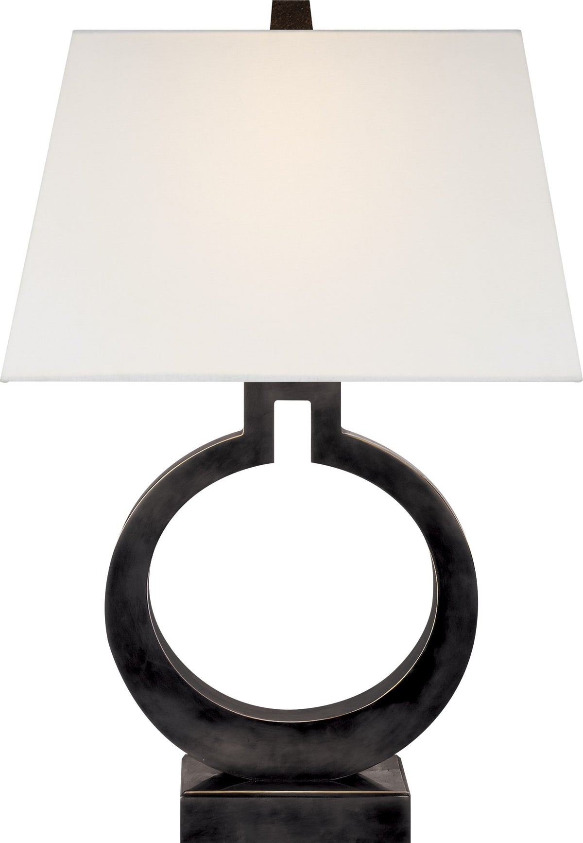Ring Form Large Bordslampa — Chapman & Myers for Visual Comfort & Co. — Bronze with Linen Shade