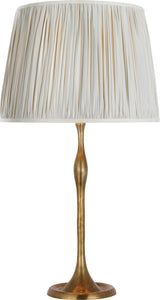 Romero Medium Bordslampa — Schumacher for Visual Comfort & Co. — Hand-Rubbed Antique Brass with Schumacher 16" Blue Charee Stripe Pleated Empire Shade