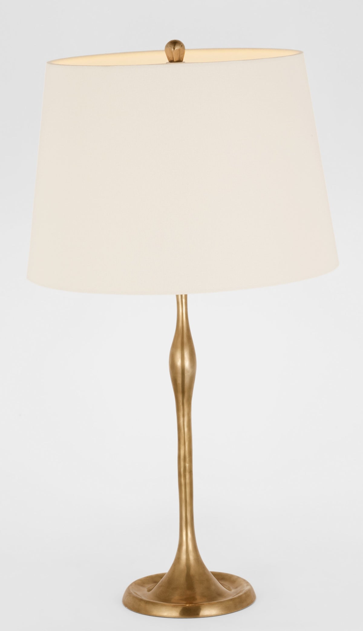 Romero Medium Bordslampa — Schumacher for Visual Comfort & Co. — Hand-Rubbed Antique Brass with 16" Linen Empire Shade detaljbild