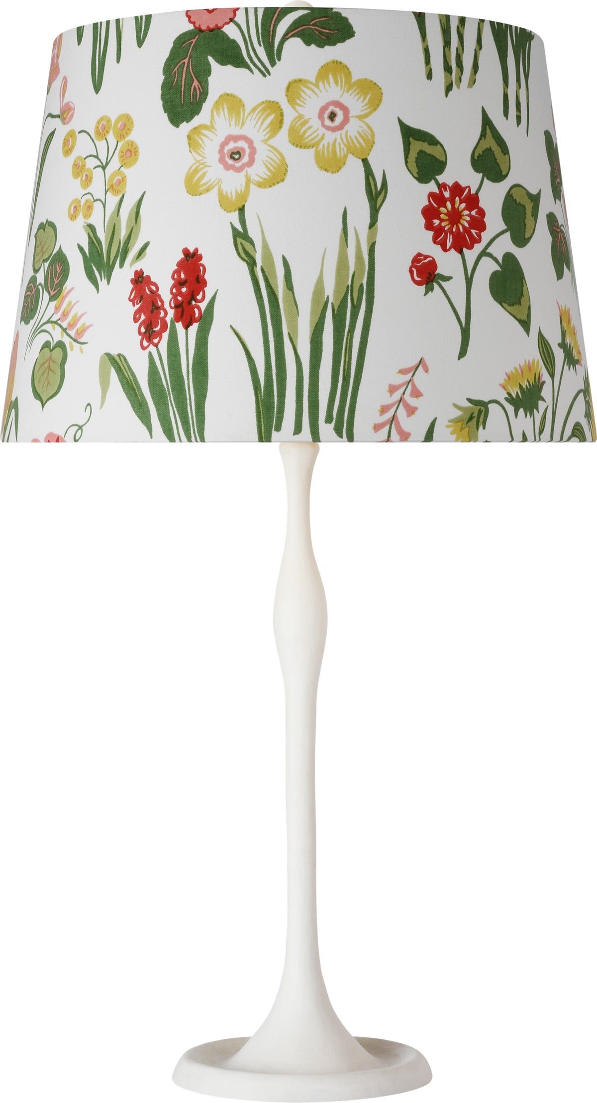 Romero Medium Bordslampa — Schumacher for Visual Comfort & Co. — Plaster White with Schumacher 16" Pink Carly Empire Shade