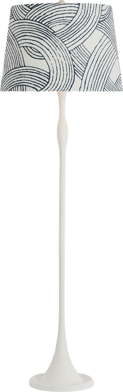 Romero Medium Floor Lamp — Schumacher for Visual Comfort & Co. — Plaster White with Schumacher 18" Blue Freeform Empire Shade