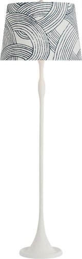 Romero Medium Floor Lamp — Schumacher for Visual Comfort & Co. — Plaster White with Schumacher 18" Blue Freeform Empire Shade