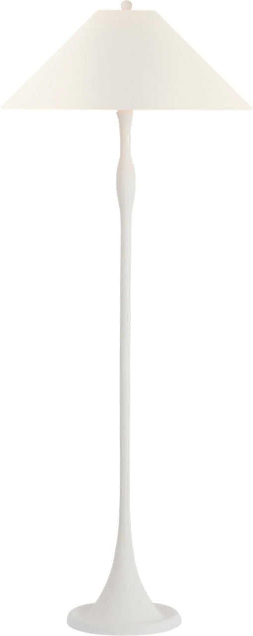 Romero Medium Floor Lamp — Schumacher for Visual Comfort & Co. — Plaster White with 21" Linen Flare Shade
