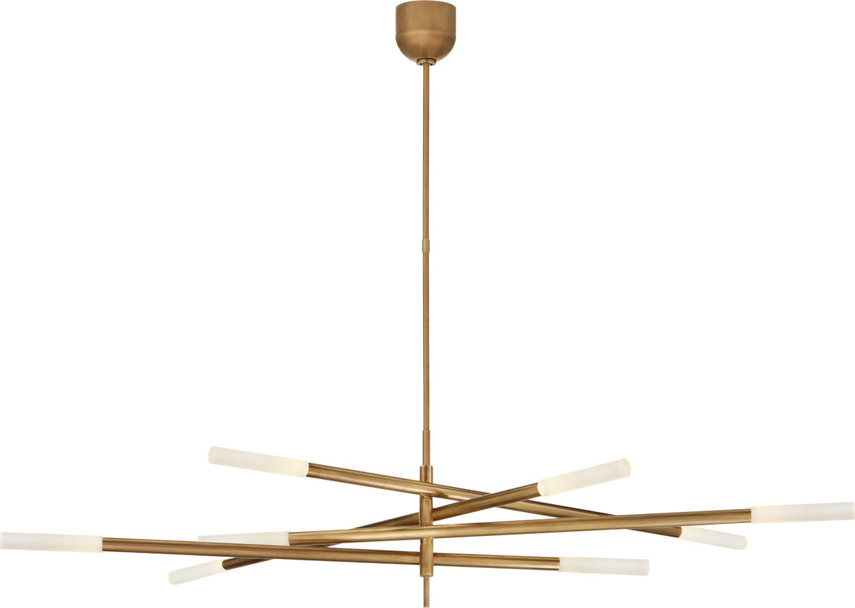 Rousseau Grande Eight Light Takkrona — Kelly Wearstler for Visual Comfort & Co. — Antique-Burnished Brass with Etched Crystal