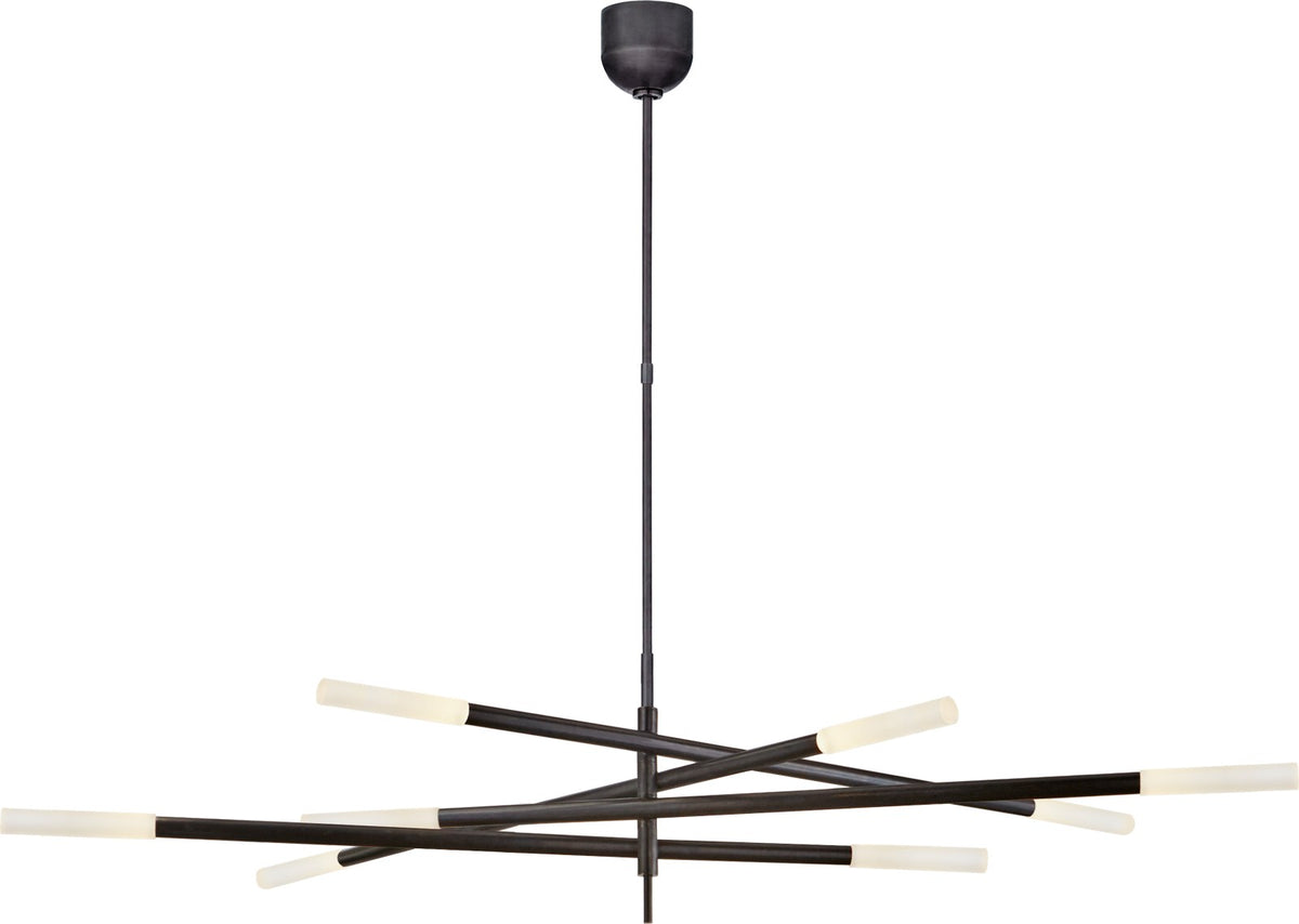 Rousseau Grande Eight Light Takkrona — Kelly Wearstler for Visual Comfort & Co. — Bronze with Etched Crystal
