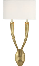 Ruhlmann Double Vägglampa — Chapman & Myers for Visual Comfort & Co. — Antique-Burnished Brass with Linen Shade