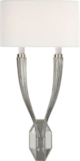 Ruhlmann Double Vägglampa — Chapman & Myers for Visual Comfort & Co. — Polished Nickel with Linen Shade