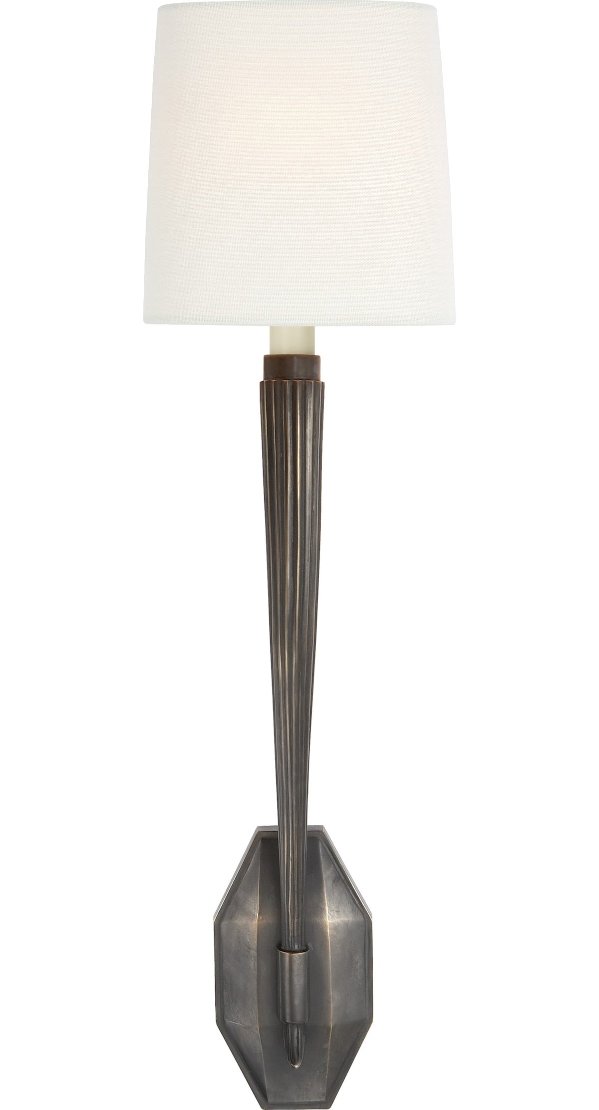 Ruhlmann Single Vägglampa — Chapman & Myers for Visual Comfort & Co. — Bronze with Linen Shade