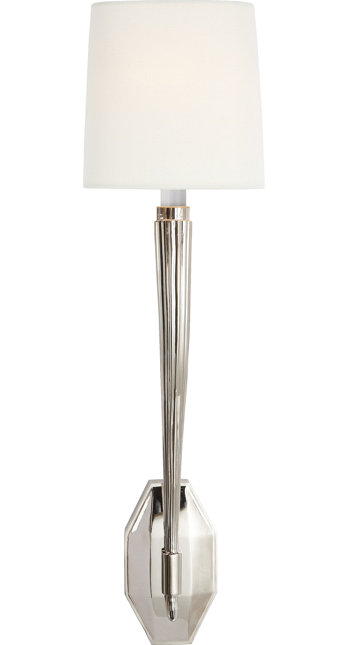 Ruhlmann Single Vägglampa — Chapman & Myers for Visual Comfort & Co. — Polished Nickel with Linen Shade