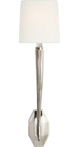 Ruhlmann Single Vägglampa — Chapman & Myers for Visual Comfort & Co. — Polished Nickel with Linen Shade