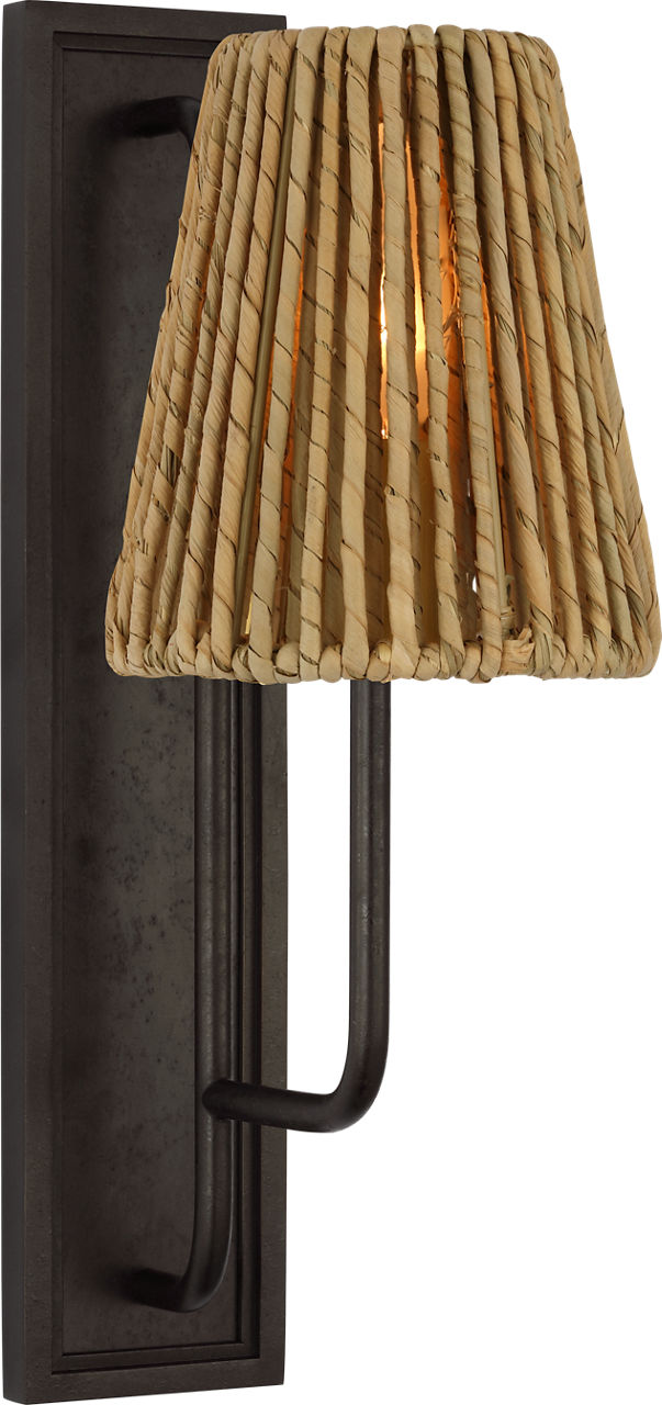 Rui Vägglampa — Visual Comfort — Aged Iron with Natural Abaca Shade