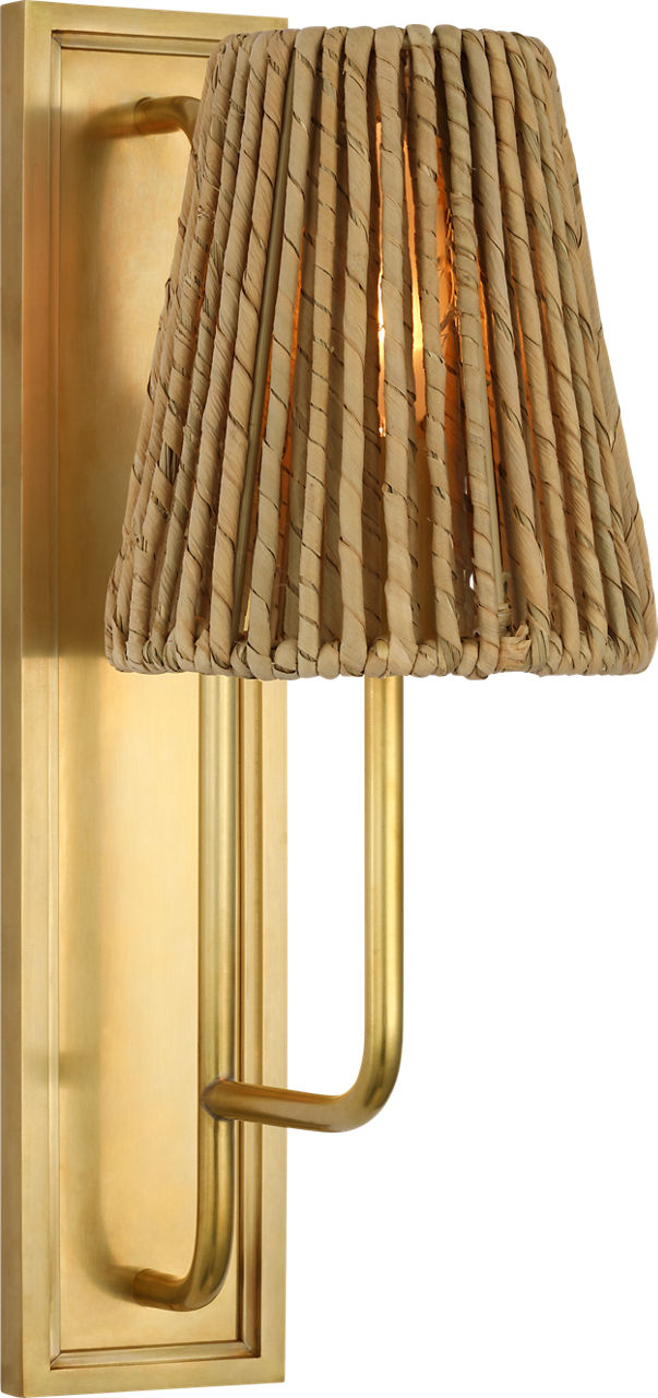 Rui Vägglampa — Visual Comfort — Hand-Rubbed Antique Brass with Natural Abaca Shade