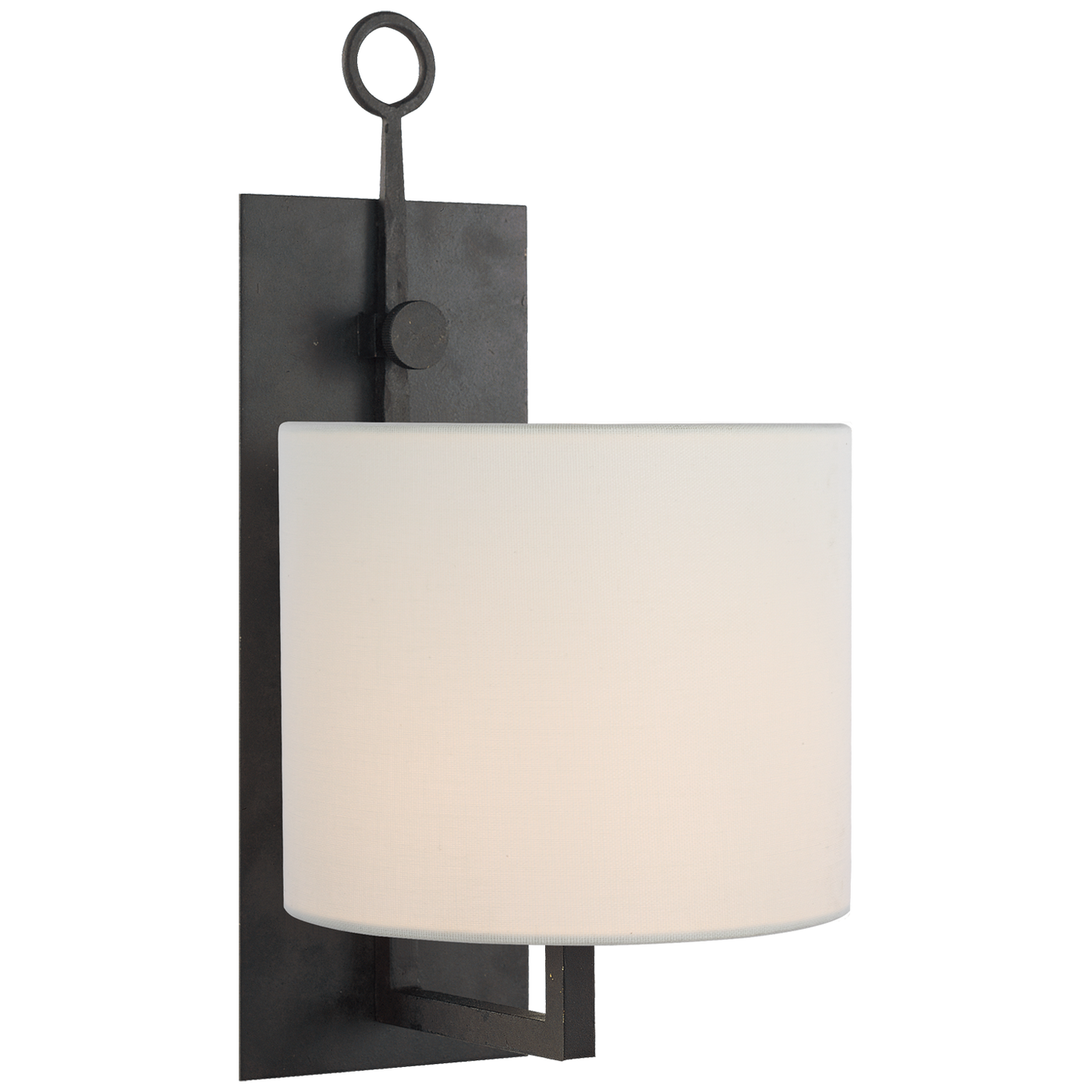 Aspen Iron Vägglampa – Blackened Rust With Linen Shade