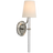 Polished Nickel And Clear Wavy Glass With Linen Shade