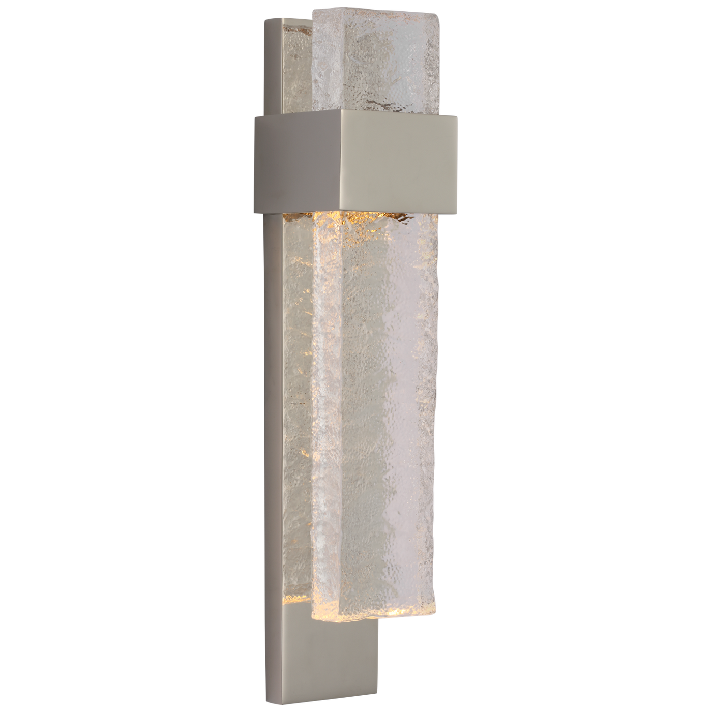 Brock Vägglampa Medium – Polished Nickel And Clear Wavy Glass