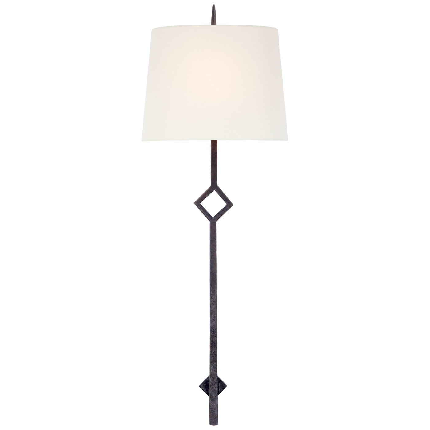 Cranston Vägglampa Stor – Aged Iron With Linen Shade