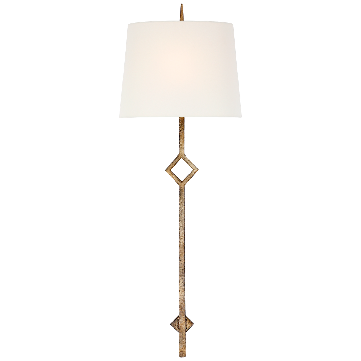 Cranston Vägglampa Stor – Gildilded Iron With Linen Shade
