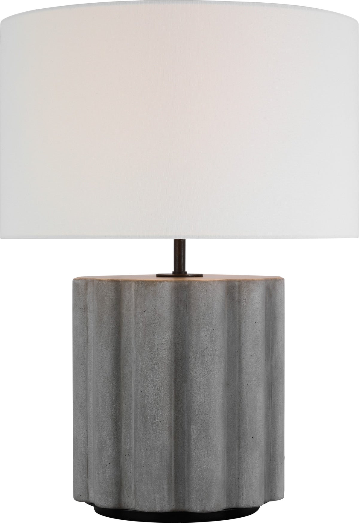 Scioto Medium Bordslampa — Kelly Wearstler for Visual Comfort & Co. — Oyster Stained Concrete with Linen Shade