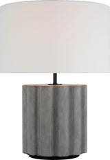 Scioto Medium Bordslampa — Kelly Wearstler for Visual Comfort & Co. — Oyster Stained Concrete with Linen Shade