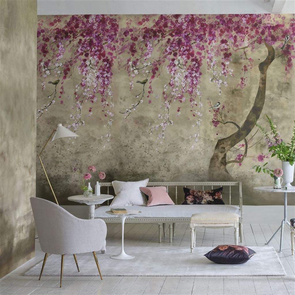 Shinsha Scene 1 Blossom Tapet — Designers Guild i miljö