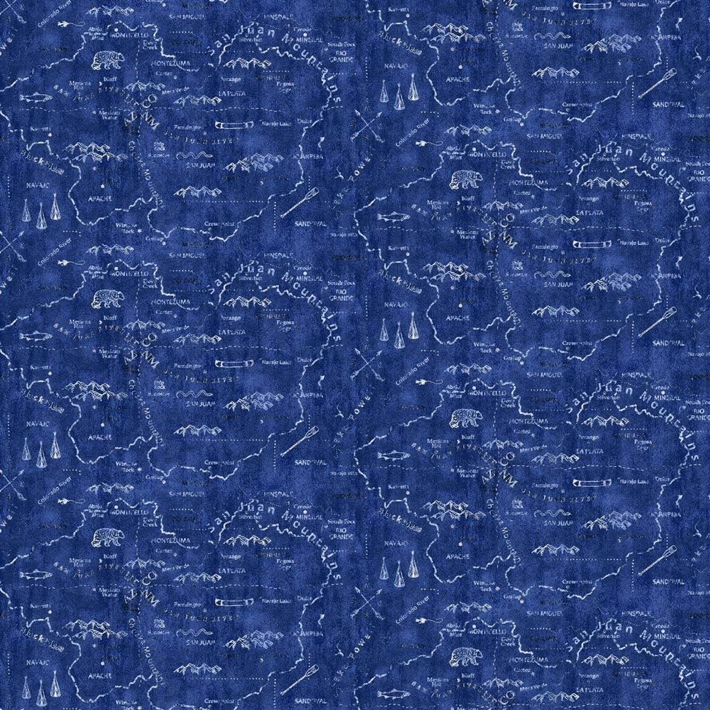 Silverton Map Denim — Ralph Lauren Home tyg