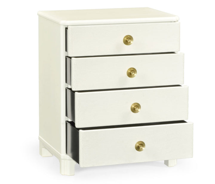 Small Chest of Four Drawers Crackle Ceramic Lacquer