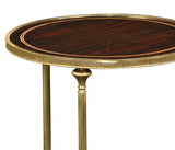 Small Round Dark Santos & Brass End Table