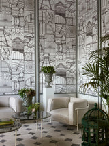 Sous la Verriere room setting — Pierre Frey wallpaper