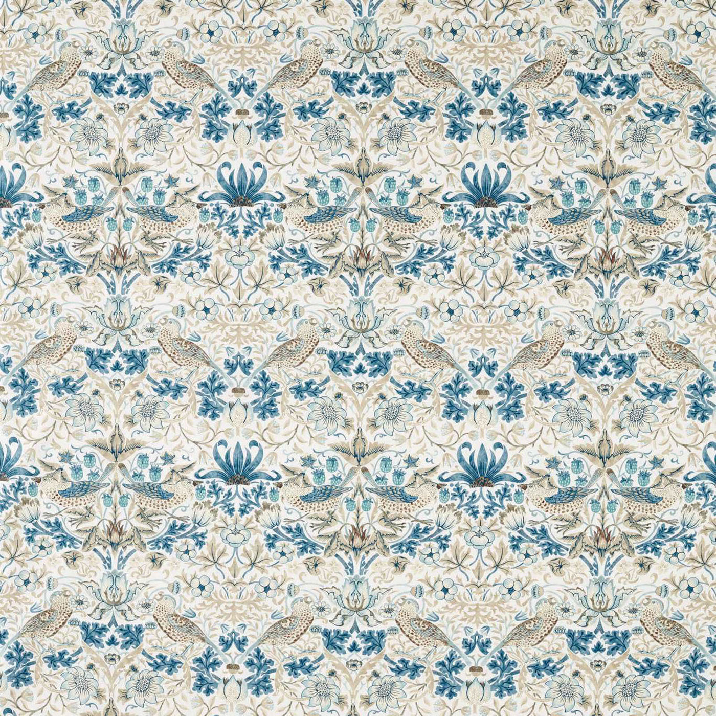 Strawberry Thief Wide Width Mineral Blue/Linen — Morris & Co tyg