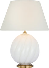 Talia 13" Cordless Bordslampa — Julie Neill for Visual Comfort & Co. — White Glass with Linen Shade