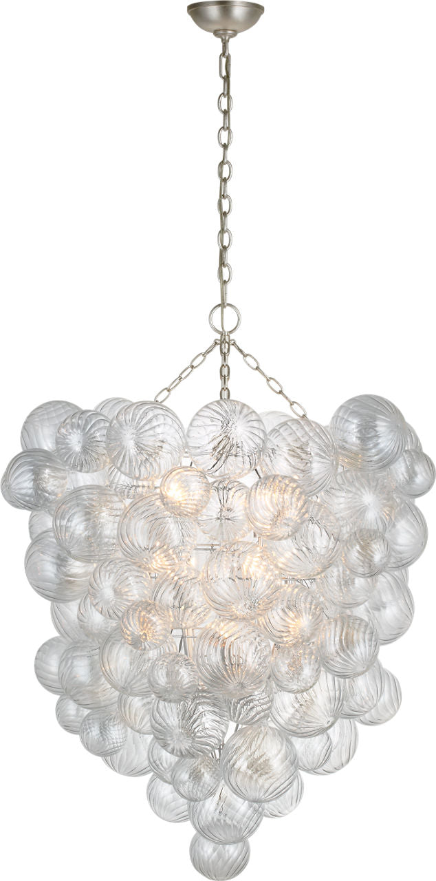 Talia Grande Entry Takkrona — Julie Neill for Visual Comfort & Co. — Burnished Silver Leaf with Clear Swirled Glass
