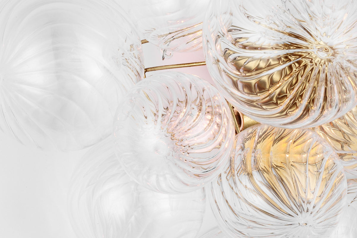Talia Large Vägglampa — Julie Neill for Visual Comfort & Co. — Gild with Clear Swirled Glass detaljbild