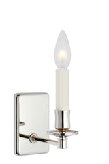 Tara Small Vägglampa — Schumacher for Visual Comfort & Co. — Polished Nickel with Schumacher Sky Elton Check Soft Empire Shade detaljbild