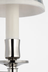 Tara Small Vägglampa — Schumacher for Visual Comfort & Co. — Polished Nickel with Schumacher Sky Elton Check Soft Empire Shade detaljbild
