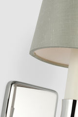Tara Small Vägglampa — Schumacher for Visual Comfort & Co. — Polished Nickel with 5" Mist Silk Empire Shade detaljbild