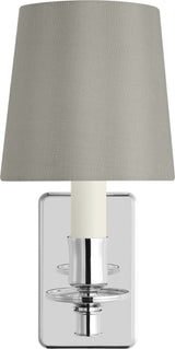 Tara Small Vägglampa — Schumacher for Visual Comfort & Co. — Polished Nickel with 5" Mist Silk Empire Shade
