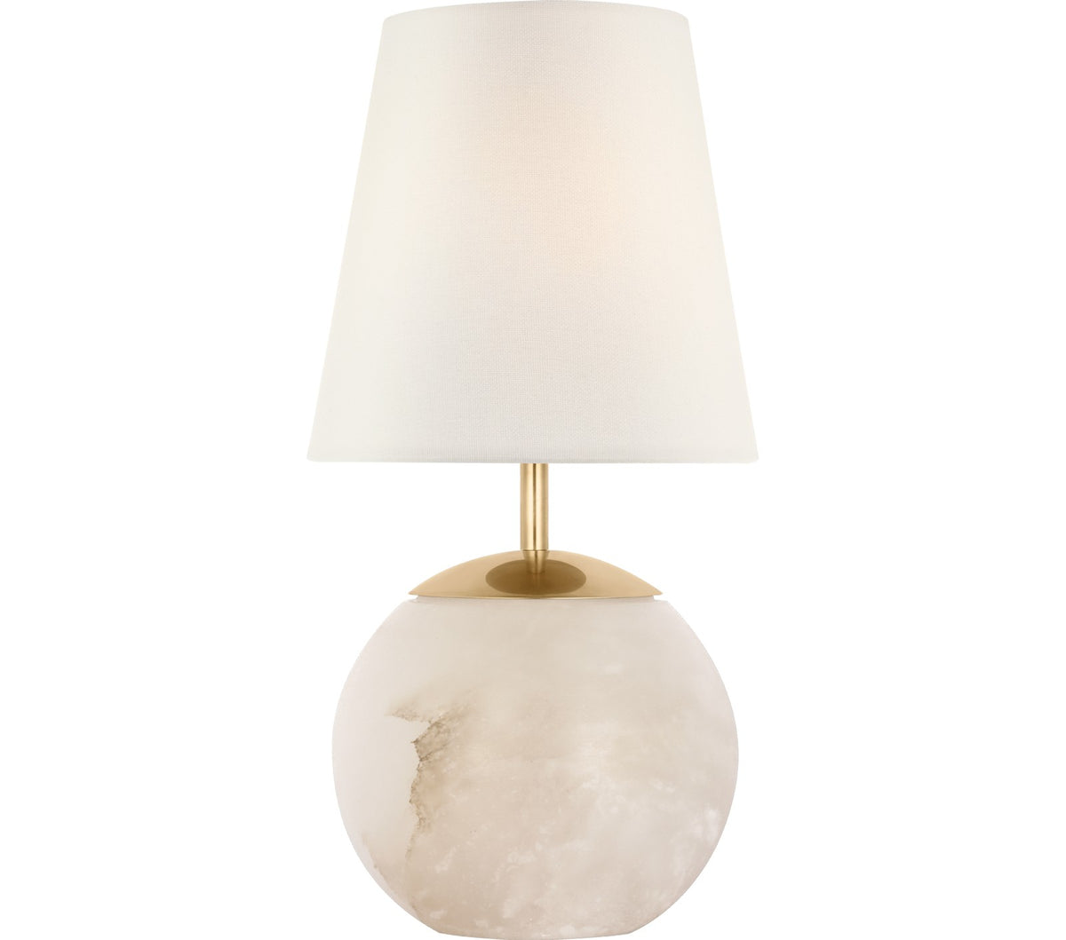 Terri 12" Cordless Table Lamp — Thomas O'Brien for Visual Comfort & Co. — Alabaster with Linen Shade