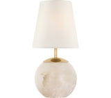 Terri 12" Cordless Table Lamp — Thomas O'Brien for Visual Comfort & Co. — Alabaster with Linen Shade