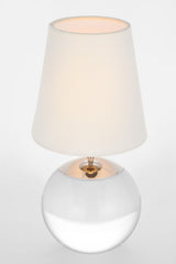 Terri 12" Cordless Bordslampa — Thomas O'Brien for Visual Comfort & Co. — Crystal with Linen Shade detaljbild