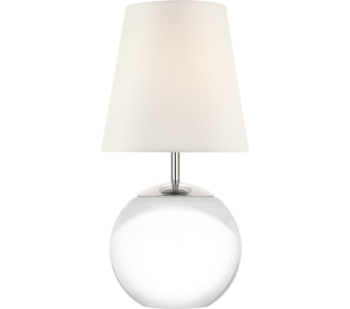 Terri 12" Cordless Table Lamp — Thomas O'Brien for Visual Comfort & Co. — Crystal with Linen Shade
