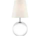 Terri 12" Cordless Table Lamp — Thomas O'Brien for Visual Comfort & Co. — Crystal with Linen Shade