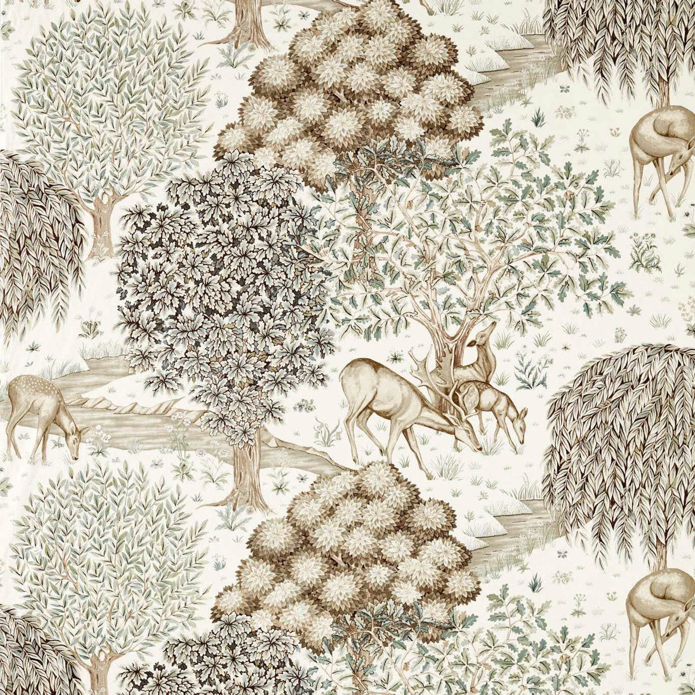 The Brook Wide Width Sage/Linen — Morris & Co tyg