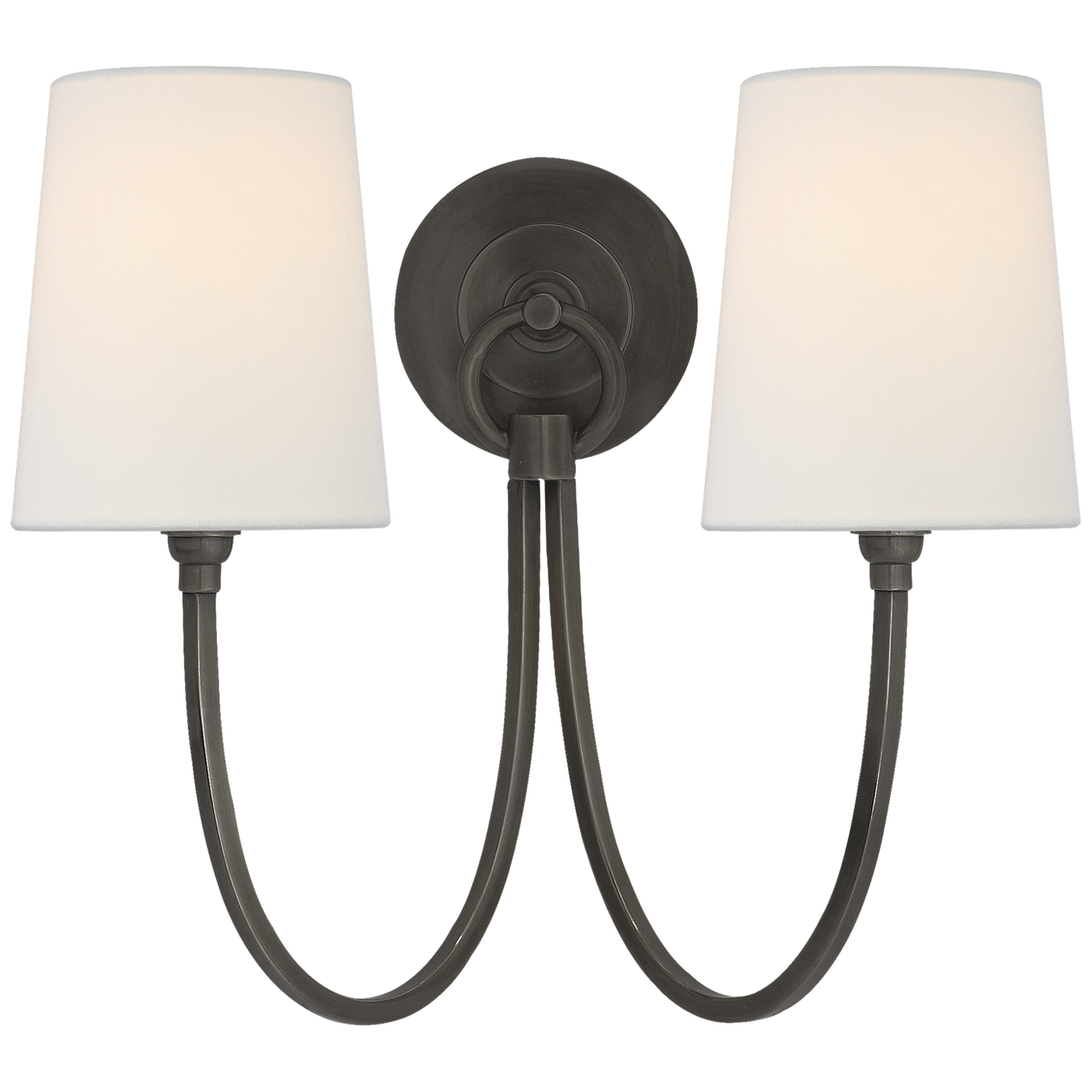 Reed Dubbel Vägglampa – Bronze With Linen Shade